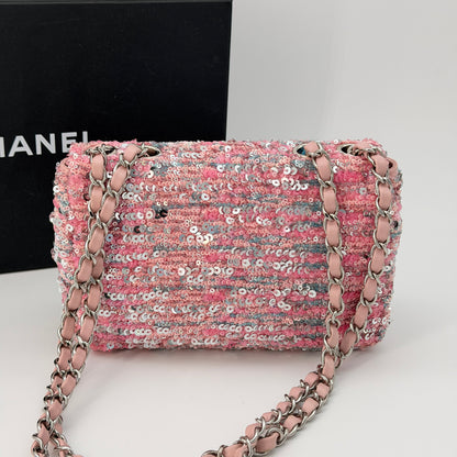 Chanel Sequin Rectangular Mini Flap Bag - Pink Handle Bag