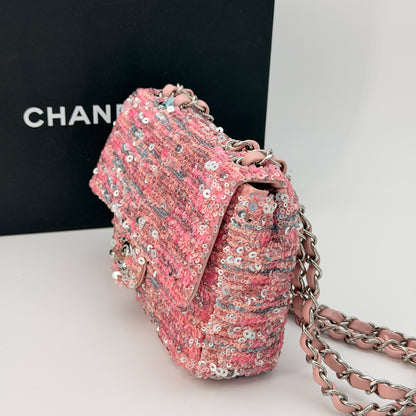 Chanel Sequin Rectangular Mini Flap Bag - Pink Handle Bag