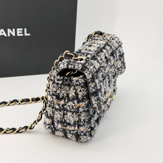 Chanel Glittered Tweed Quilted Mini Rectangular Flap