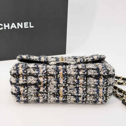 Chanel Glittered Tweed Quilted Mini Rectangular Flap