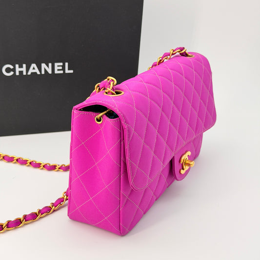 Chanel Classic Flap Medium Vintage Purple Fuchsia Canvas