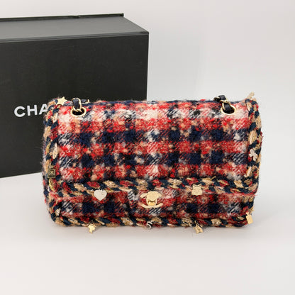 Chanel Multicolor Quilted Tweed Braided Charms Medium