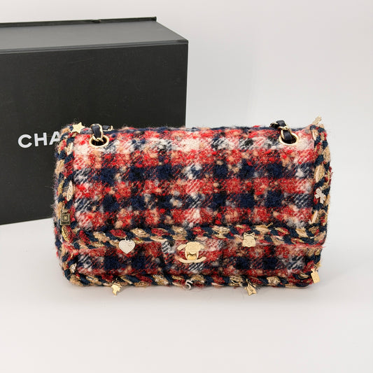 Chanel Multicolor Quilted Tweed Braided Charms Medium
