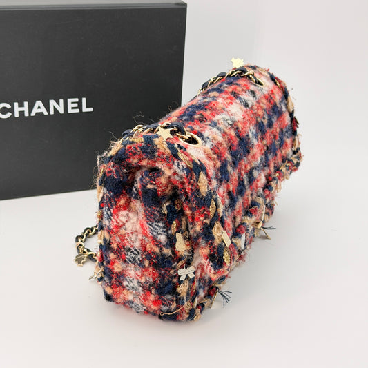 Chanel Multicolor Quilted Tweed Braided Charms Medium