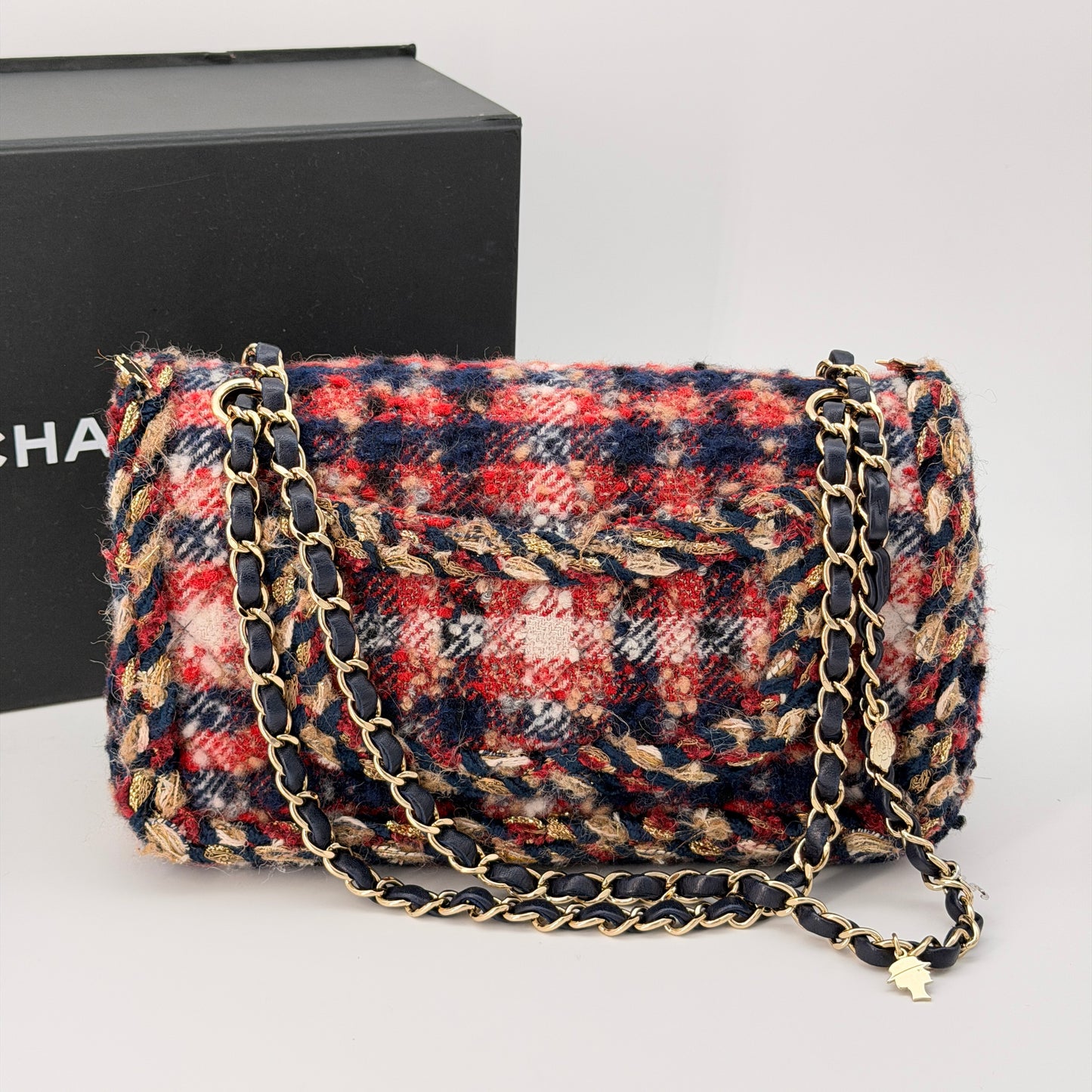 Chanel Multicolor Quilted Tweed Braided Charms Medium