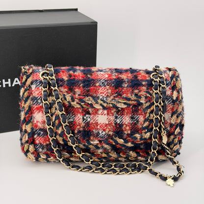 Chanel Multicolor Quilted Tweed Braided Charms Medium