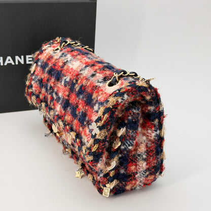 Chanel Multicolor Quilted Tweed Braided Charms Medium