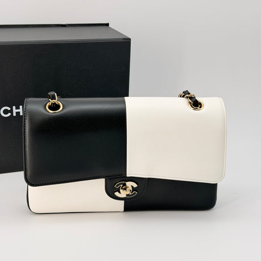 CHANEL Pre-Owned Bicolor Leather Chain Shoulder Bag