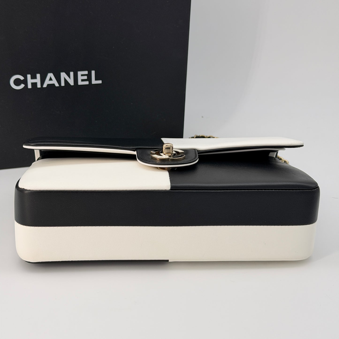 CHANEL Pre-Owned Bicolor Leather Chain Shoulder Bag