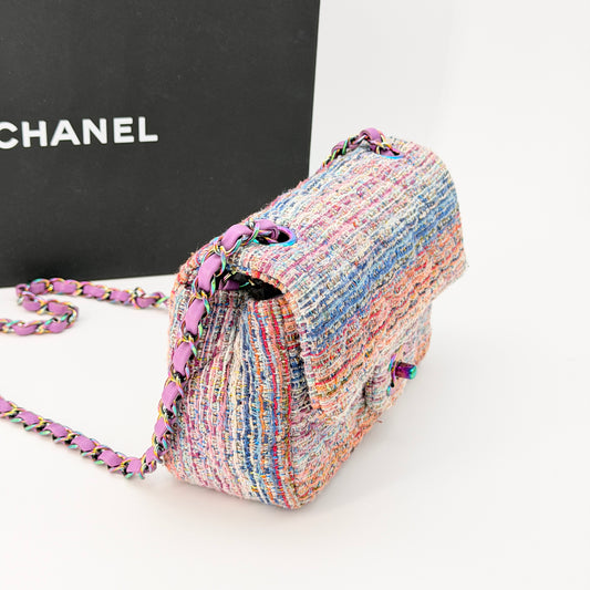 Chanel Multicolor Tweed Flap Crossbody Bag