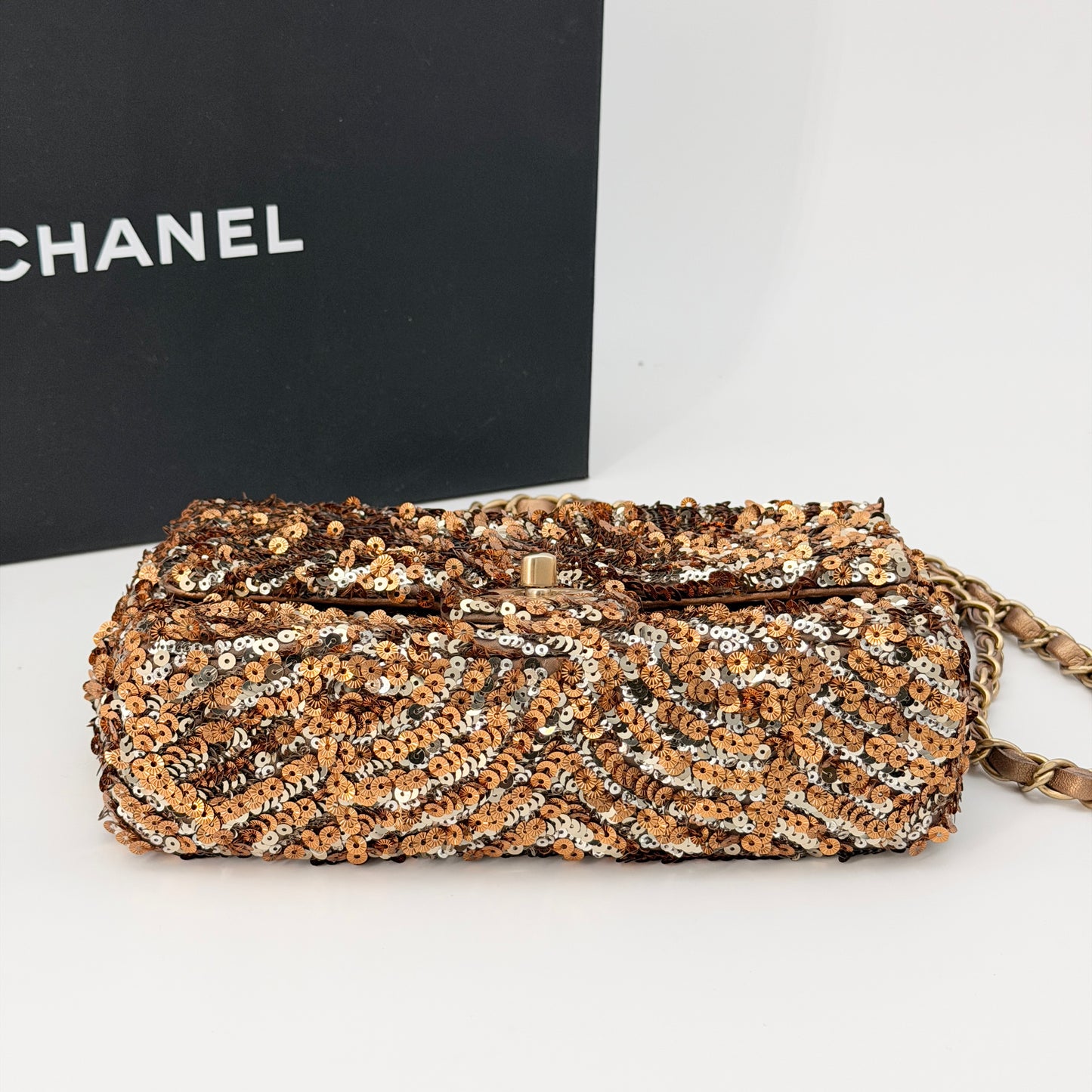 Chanel Crossbody Bag Gold Sequin