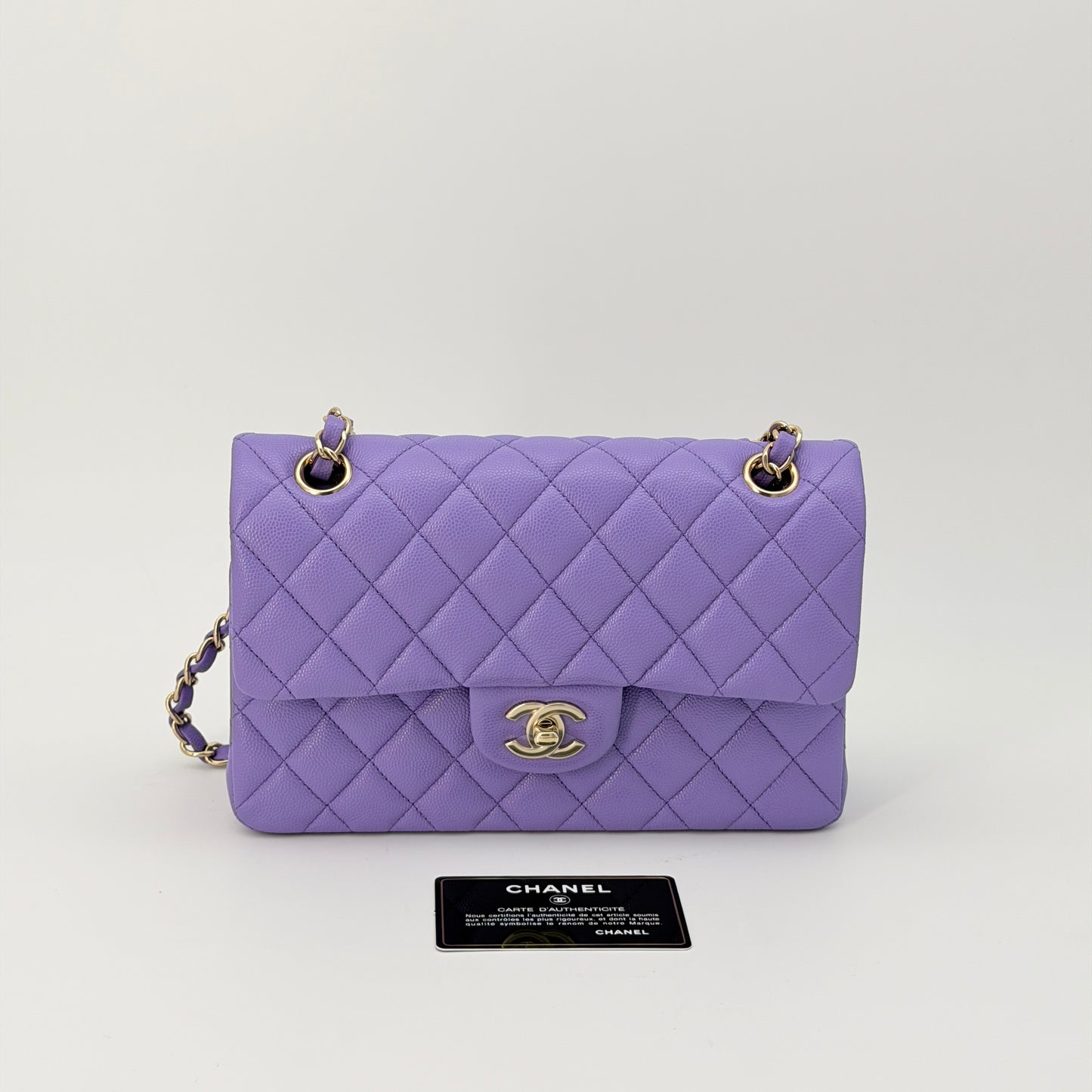 Chanel Purple Caviar Classic Flap Bag