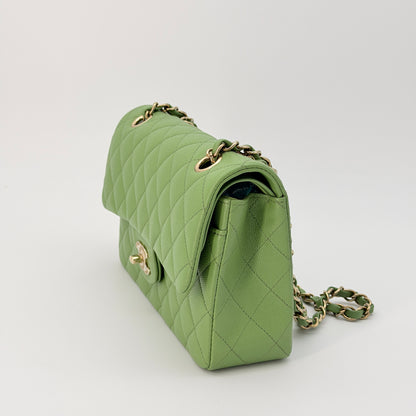 Chanel Classic Small Double Flap Bag - Green Shoulder Bag