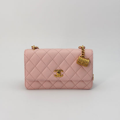 Chanel Pink Caviar Wallet On Chain