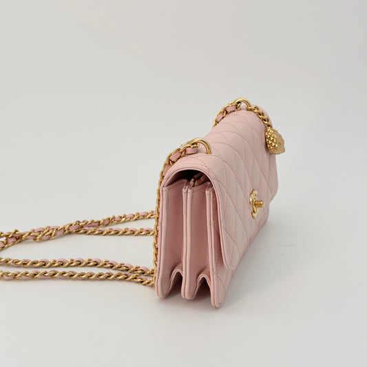 Chanel Pink Caviar Wallet On Chain