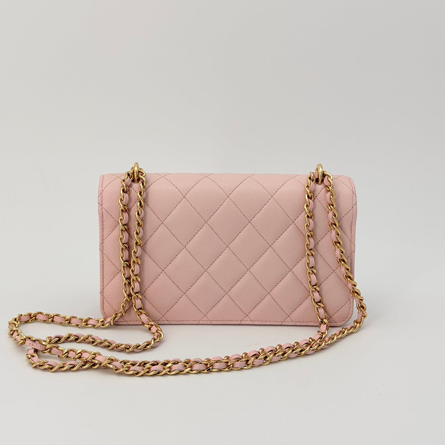 Chanel Pink Caviar Wallet On Chain
