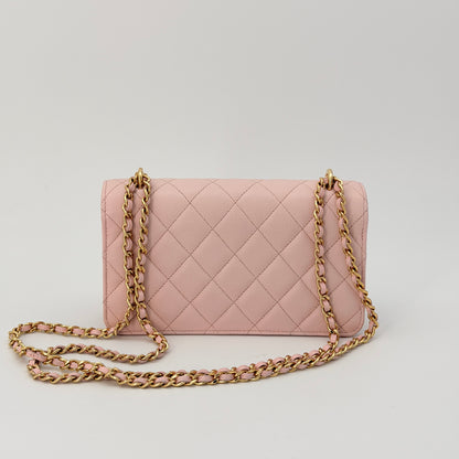 Chanel Pink Caviar Wallet On Chain