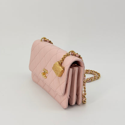 Chanel Pink Caviar Wallet On Chain