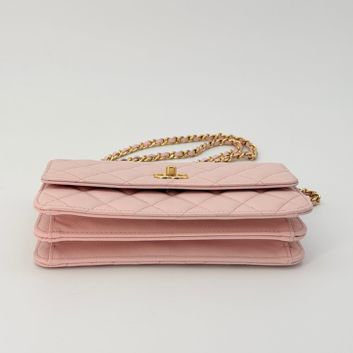 Chanel Pink Caviar Wallet On Chain
