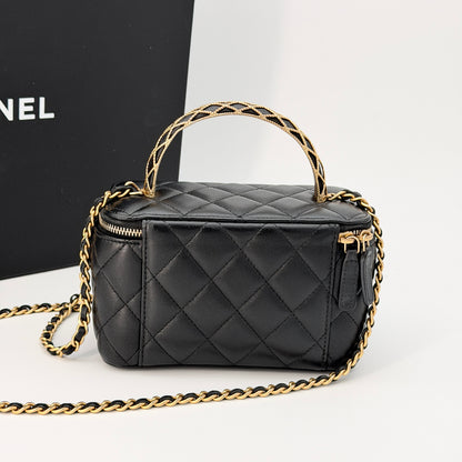 Chanel Black Lambskin Vanity Case Bag