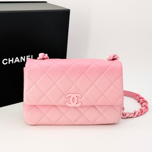 Chanel Pink Caviar Flap Crossbody Bag