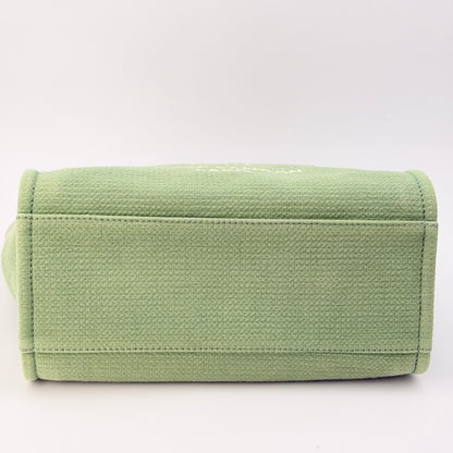 CHANEL Light Green Canvas Deauville Large Tote Bag