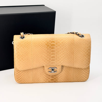 Chanel Beige Leather Flap Bag Jumbo