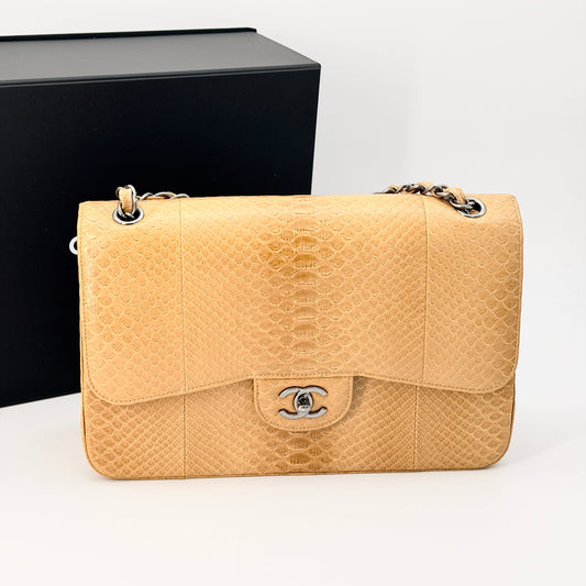 Chanel Beige Leather Flap Bag Jumbo