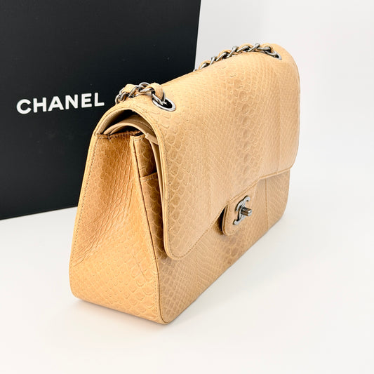 Chanel Beige Leather Flap Bag Jumbo