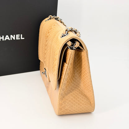 Chanel Beige Leather Flap Bag Jumbo