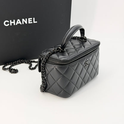 Chanel Black Lambskin Vanity Case Bag