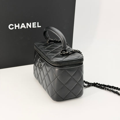 Chanel Black Lambskin Vanity Case Bag