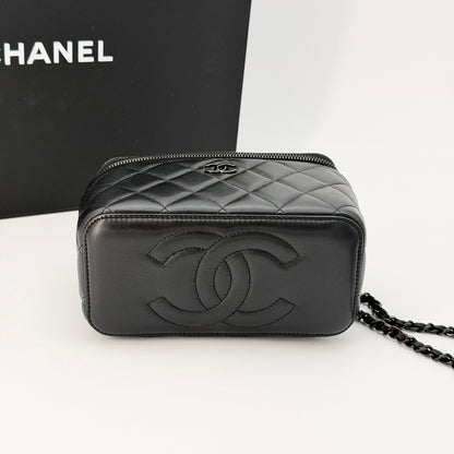 Chanel Black Lambskin Vanity Case Bag