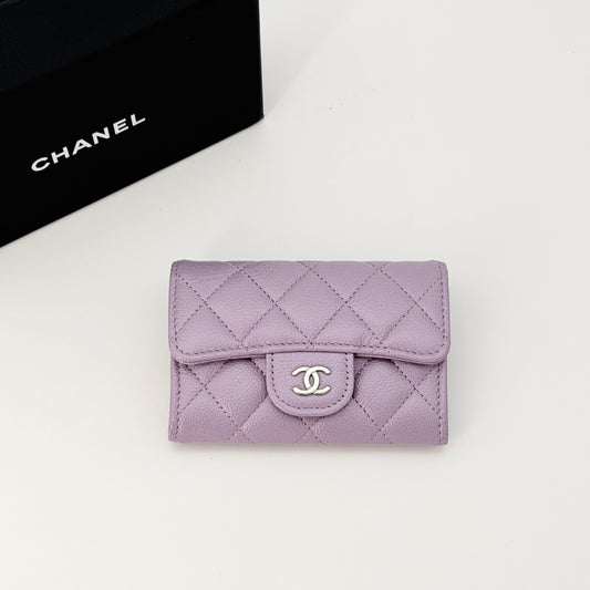 Chanel Purple Caviar Classic Flap Card Holder Wallet