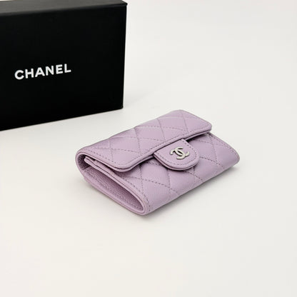 Chanel Purple Caviar Classic Flap Card Holder Wallet