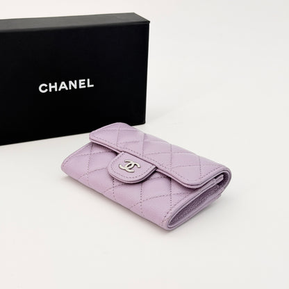 Chanel Purple Caviar Classic Flap Card Holder Wallet