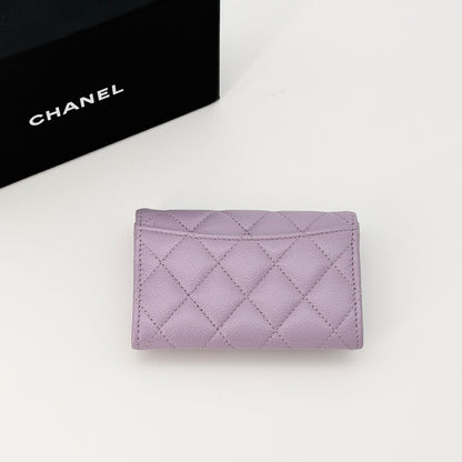 Chanel Purple Caviar Classic Flap Card Holder Wallet