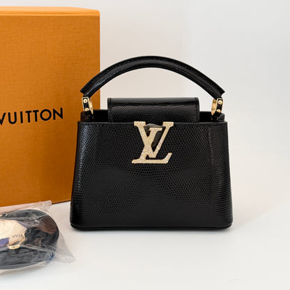 Louis Vuitton LV Black n Gold Limited Capucines Bag