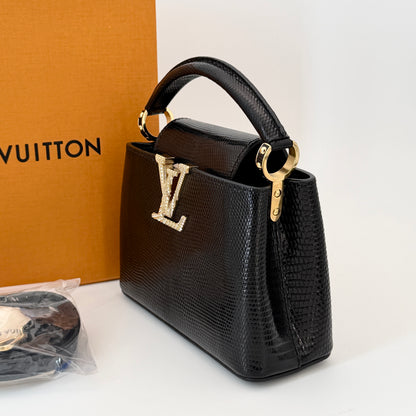 Louis Vuitton LV Black n Gold Limited Capucines Bag