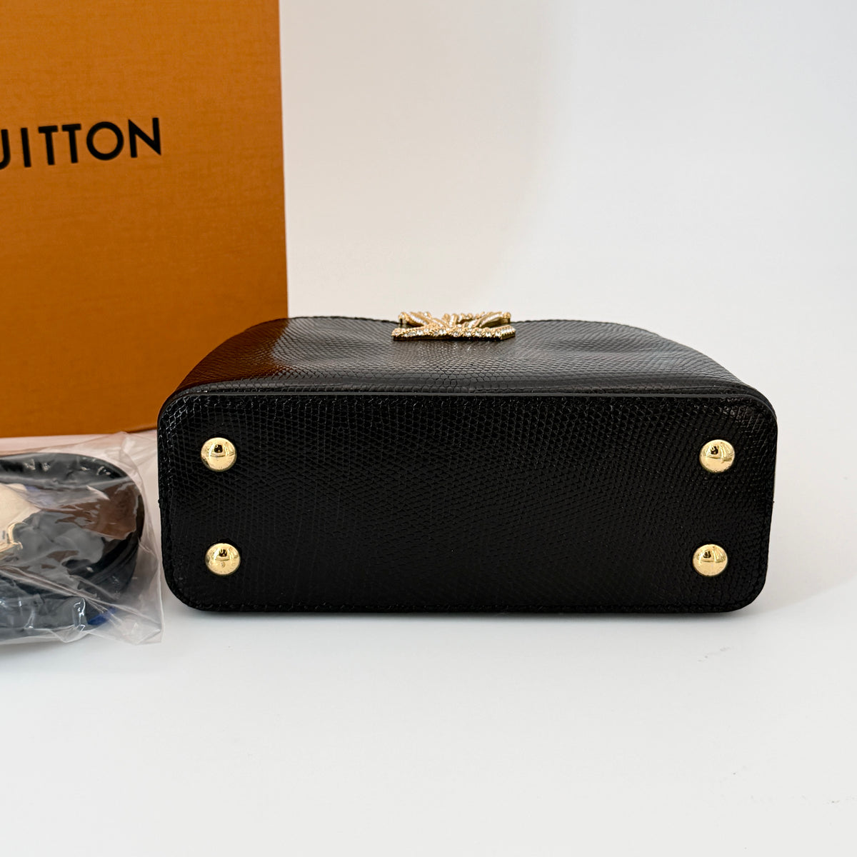 Louis Vuitton LV Black n Gold Limited Capucines Bag