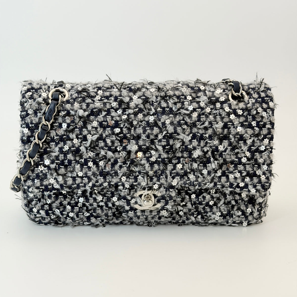 Chanel Classic Tweed Double Flap Bag - Blue Shoulder Bag