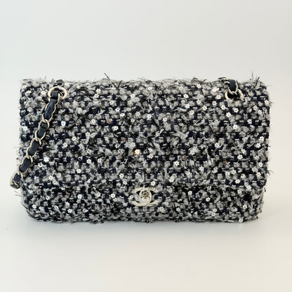 Chanel Classic Tweed Double Flap Bag - Blue Shoulder Bag