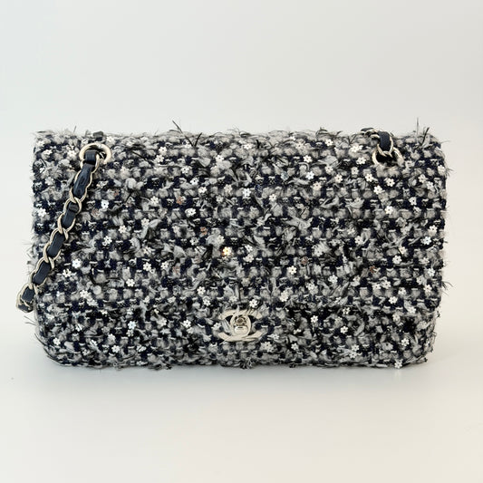 Chanel Classic Tweed Double Flap Bag - Blue Shoulder Bag