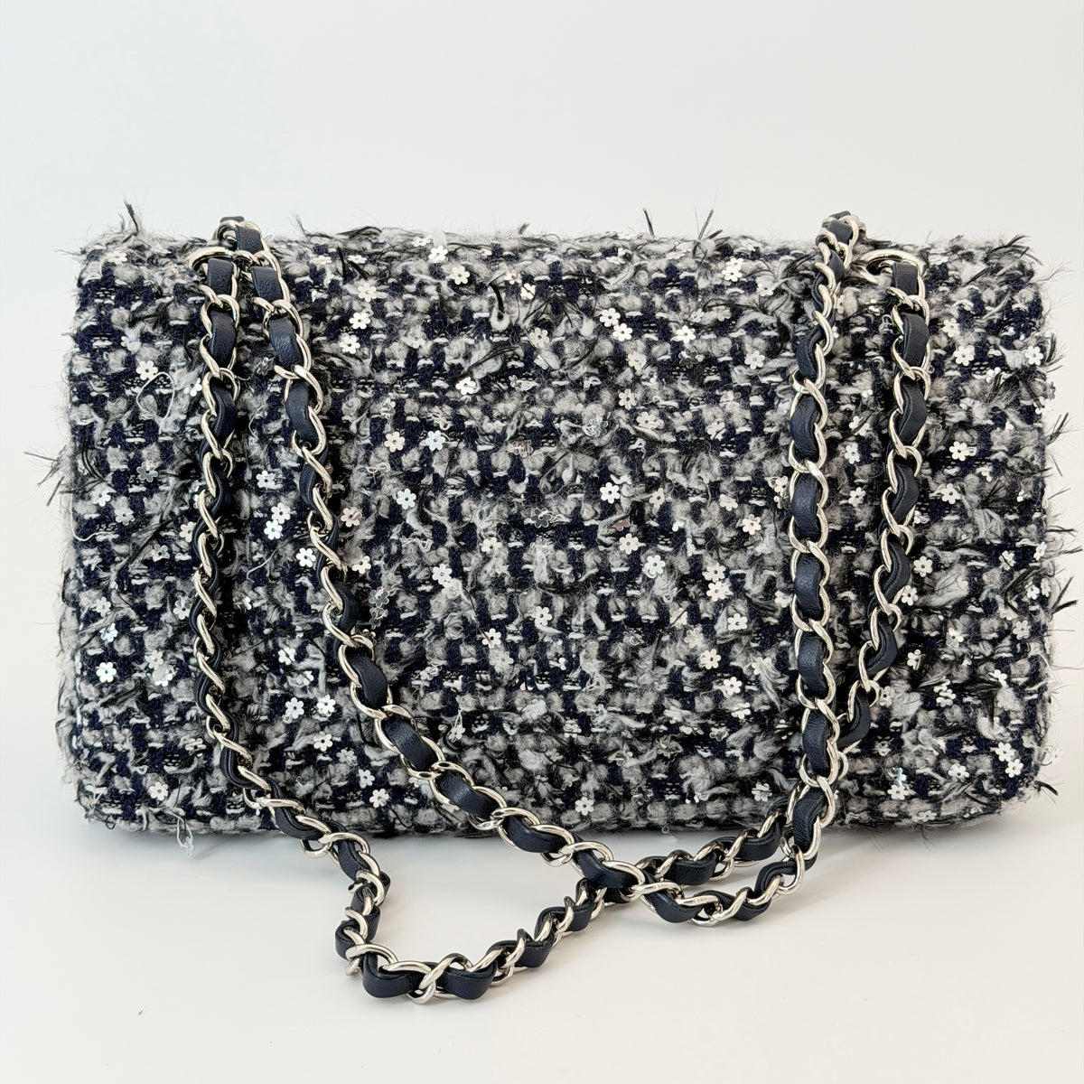 Chanel Classic Tweed Double Flap Bag - Blue Shoulder Bag