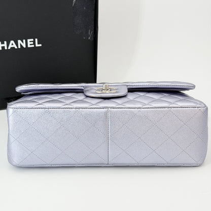 Chanel Metallic Quilted Jumbo Double Flap Light Purple