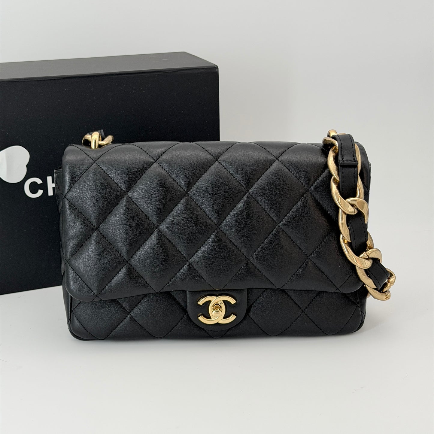 Chanel Black Flap Crossbody Bag Lambskin