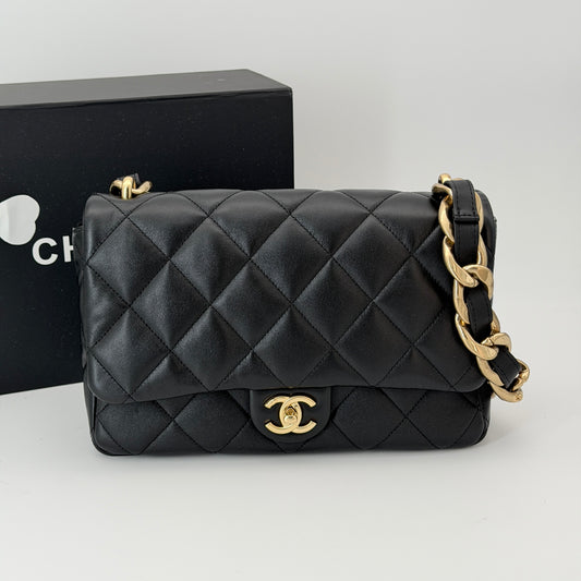 Chanel Black Flap Crossbody Bag Lambskin