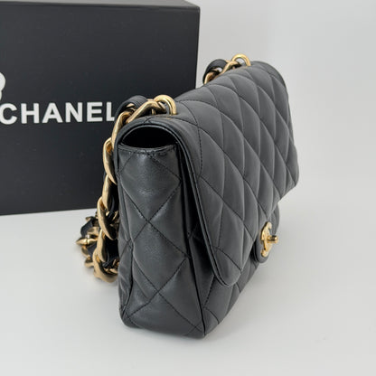 Chanel Black Flap Crossbody Bag Lambskin