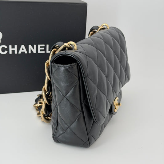 Chanel Black Flap Crossbody Bag Lambskin
