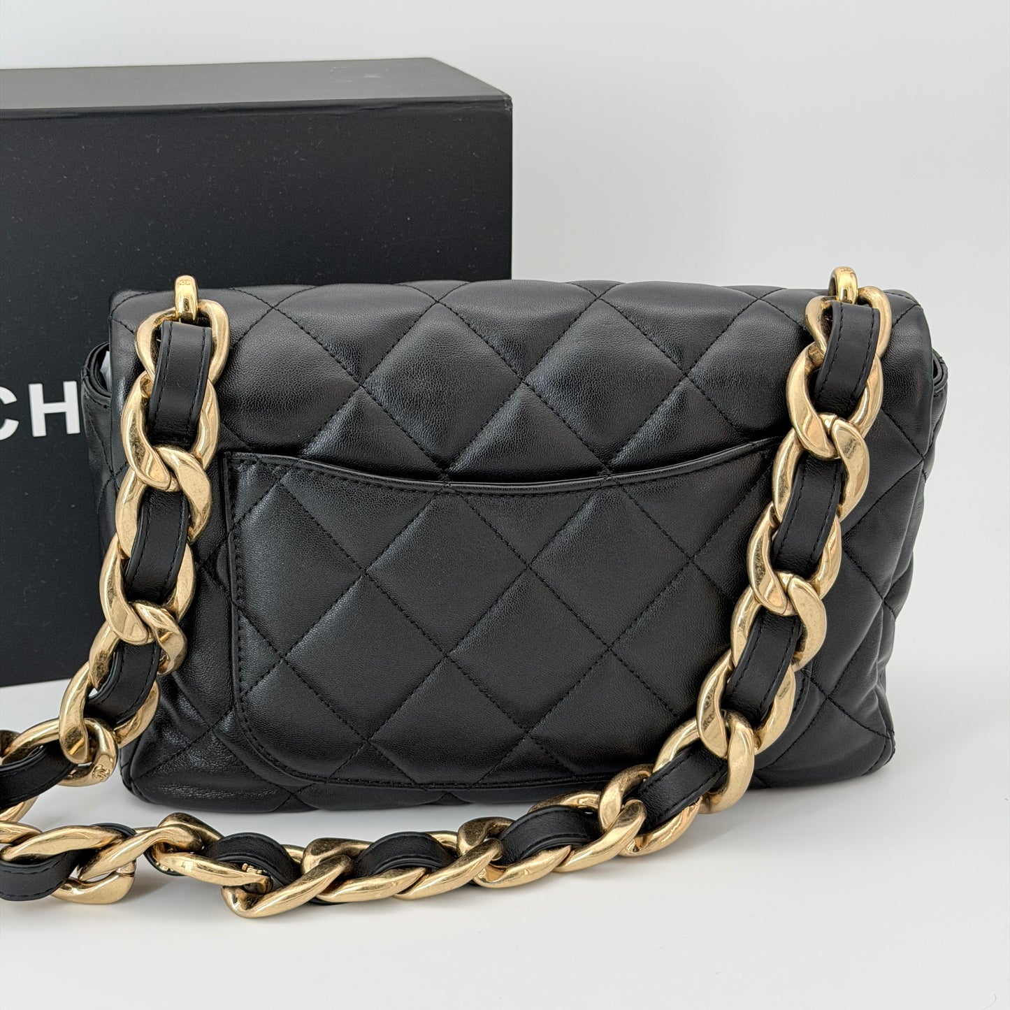 Chanel Black Flap Crossbody Bag Lambskin